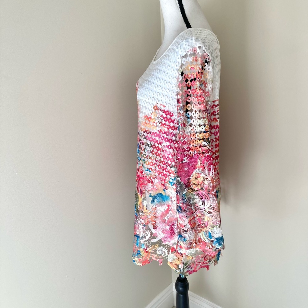 Soft Surroundings Flores Top Floral Lace Crochet Knit Boho Size XL - Picture 5 of 9